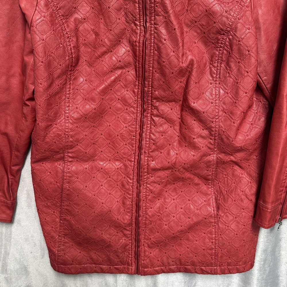 Ameri Mode Jacket Womens Large Red Faux Leather E… - image 3
